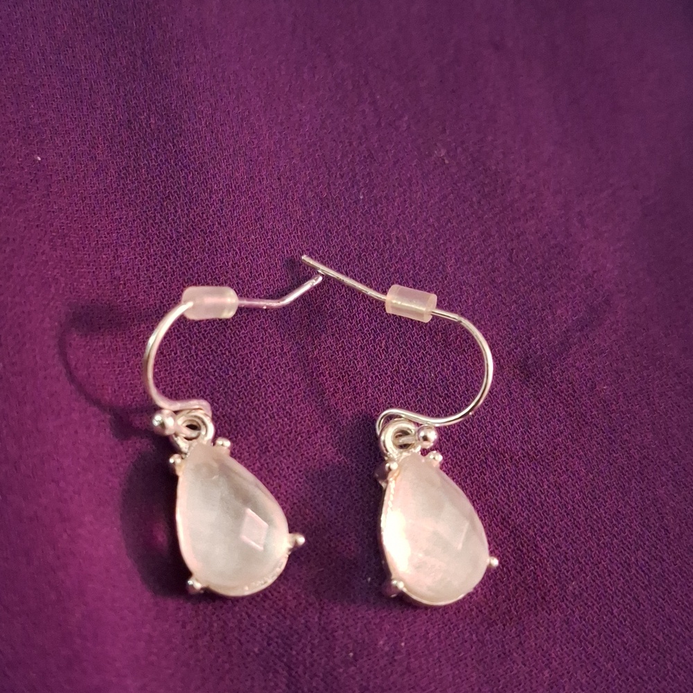 Vintage Frosted Chalcedony Like Earrings